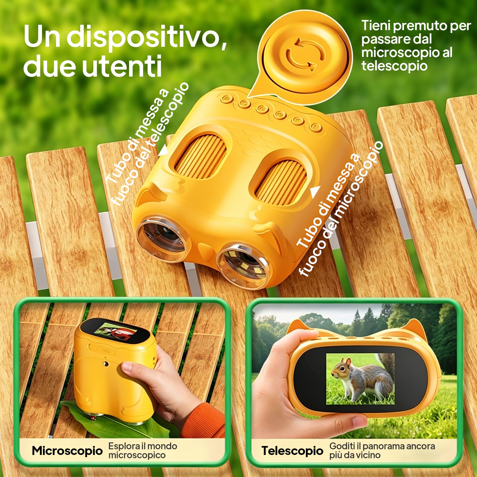 Ashfly Microscopio y telescopio 2 en 1 para niños, 1000 x USB 2 en 1, microscopio de Bolsillo portátil, Pantalla 4K de 2,0 Pulgadas, 10 aumentos, Science al Aire Libre a Partir de 3 años, Naranja