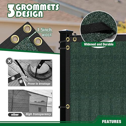 Miniatura 5 de Malla de Cerca de Privacidad de 4'x50' para Exteriores con 90% de Bloqueo, Cubierta de Cerca de Servicio Pesado, Malla Pantalla Contra Viento, Tela
