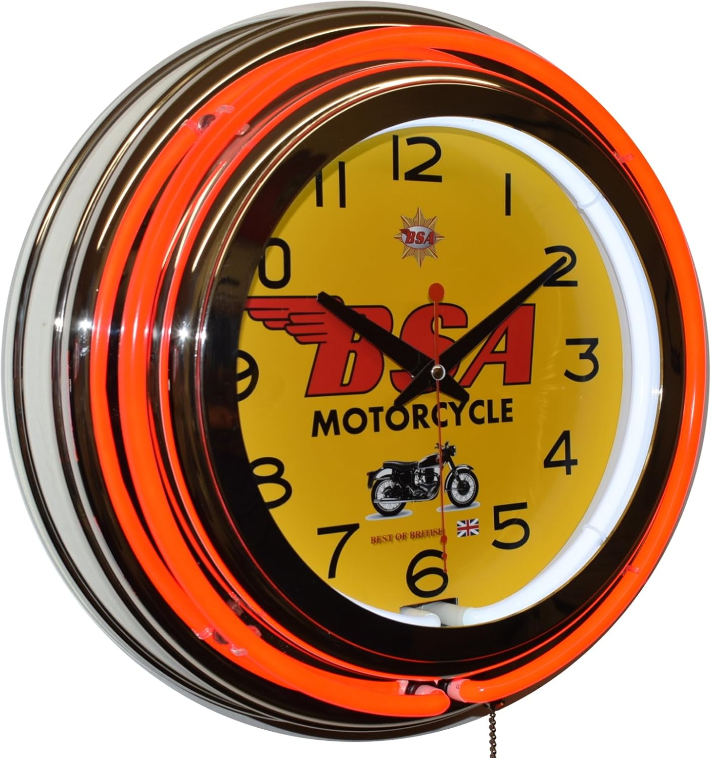 BSA Classic British Motorcycle Red Double Neon Clock Garage Man Cave