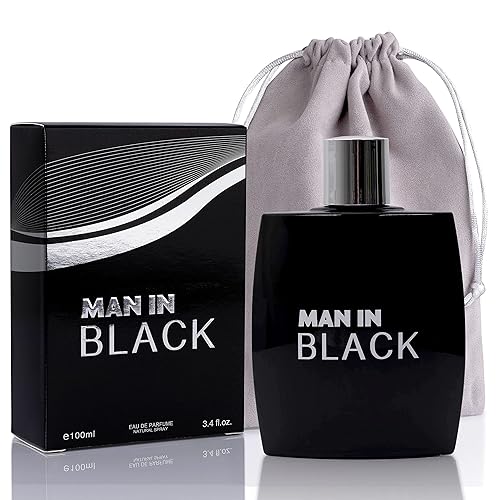 NovoGlow Hombre de negro para hombres Aroma lujoso en cada botella de vidrio negro de 3.4 onzas líquidas Notas superiores de bergamota y piña