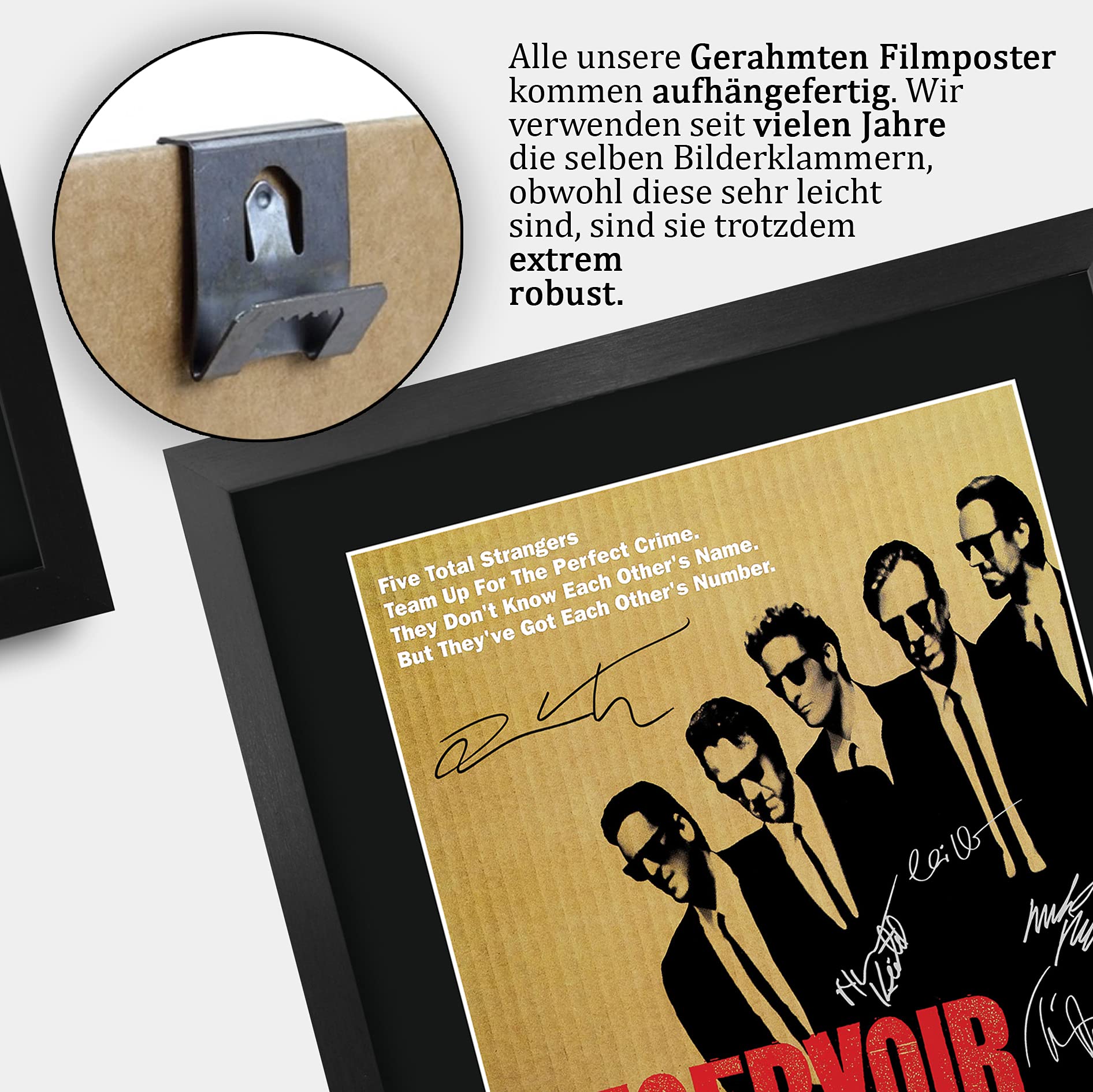 HWC Trading Reservoir Dogs Geschenke Geduckter Poster Signiertes Autogramm Foto für Fans von Film Memorabilien - A3 Gerahmt