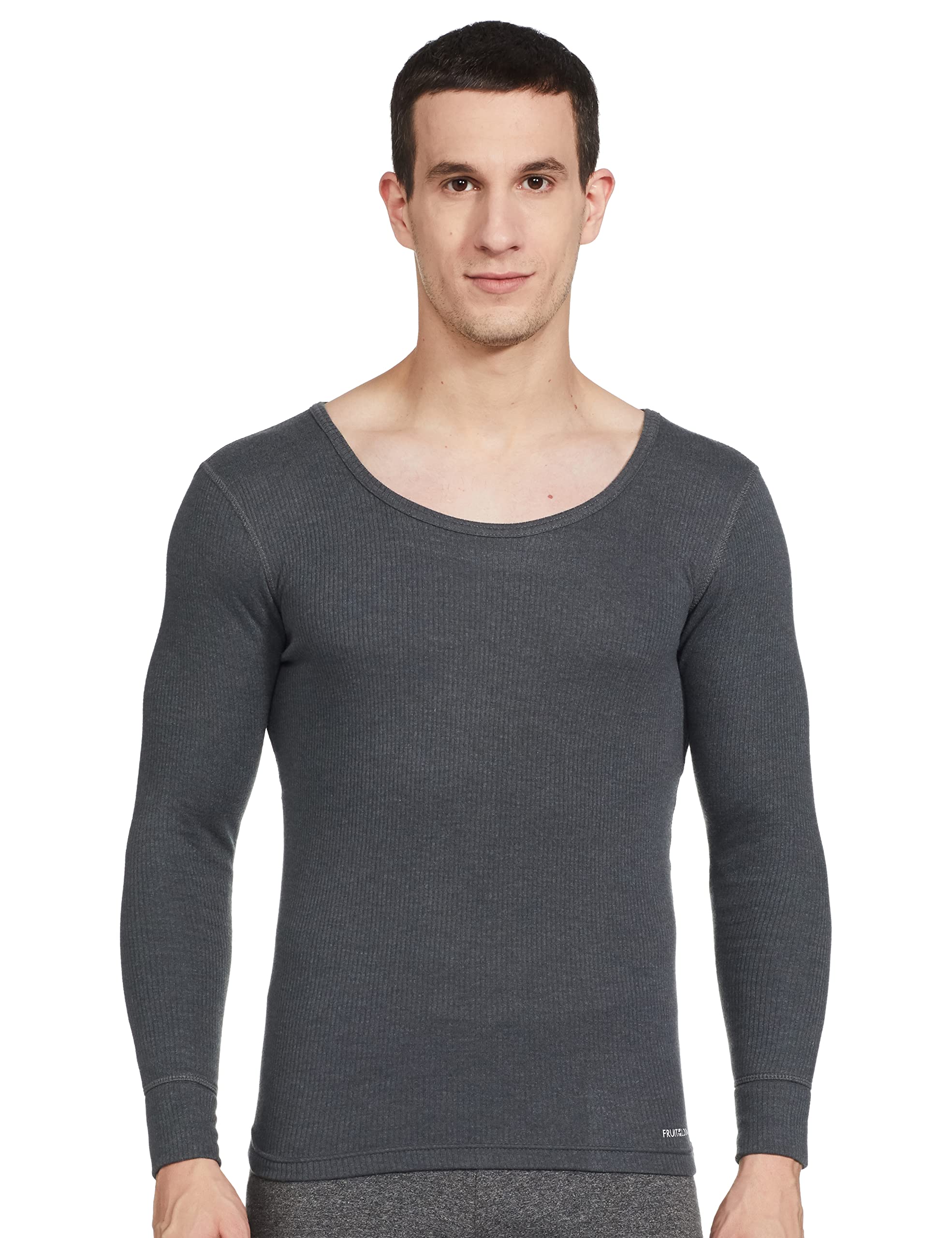 Fruit of the Loom Soft Cotton Blend Long Sleeve Thermal Top for Men | Comfortable Fit | Charcoal Melange Pack of 1
