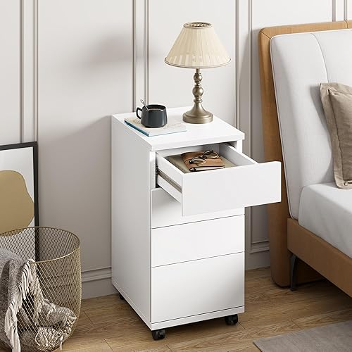 Miniatura 4 de Cómoda de 4 cajones, armario de almacenamiento de madera con ruedas, pedestal rodante debajo del escritorio, para oficina en casa, tamaño