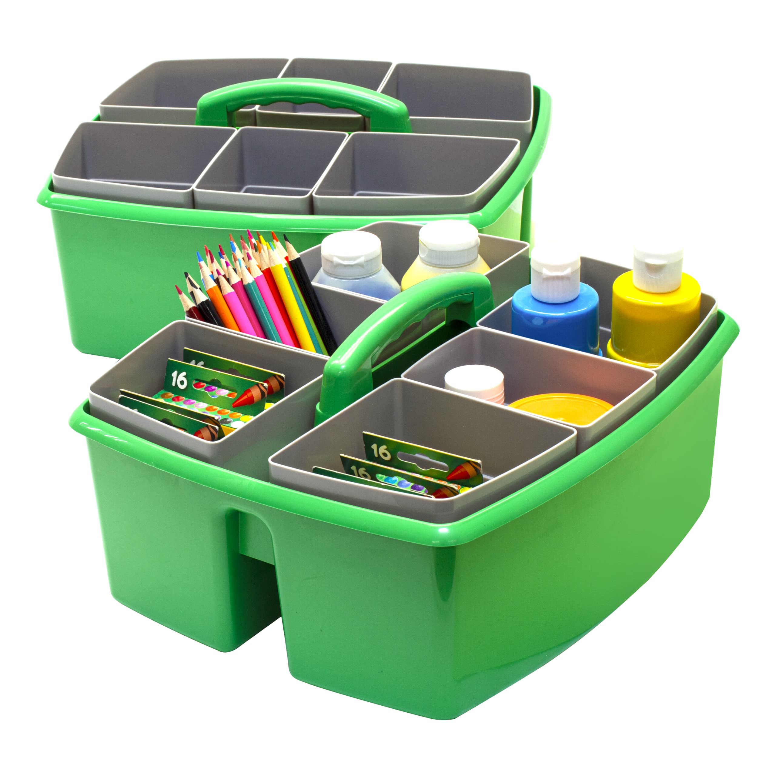 Photo 1 of Storex Large Classroom Caddy with Cups, 13 x 11 x 6.575 Inches, Green, Case of 2 (00983U02C)