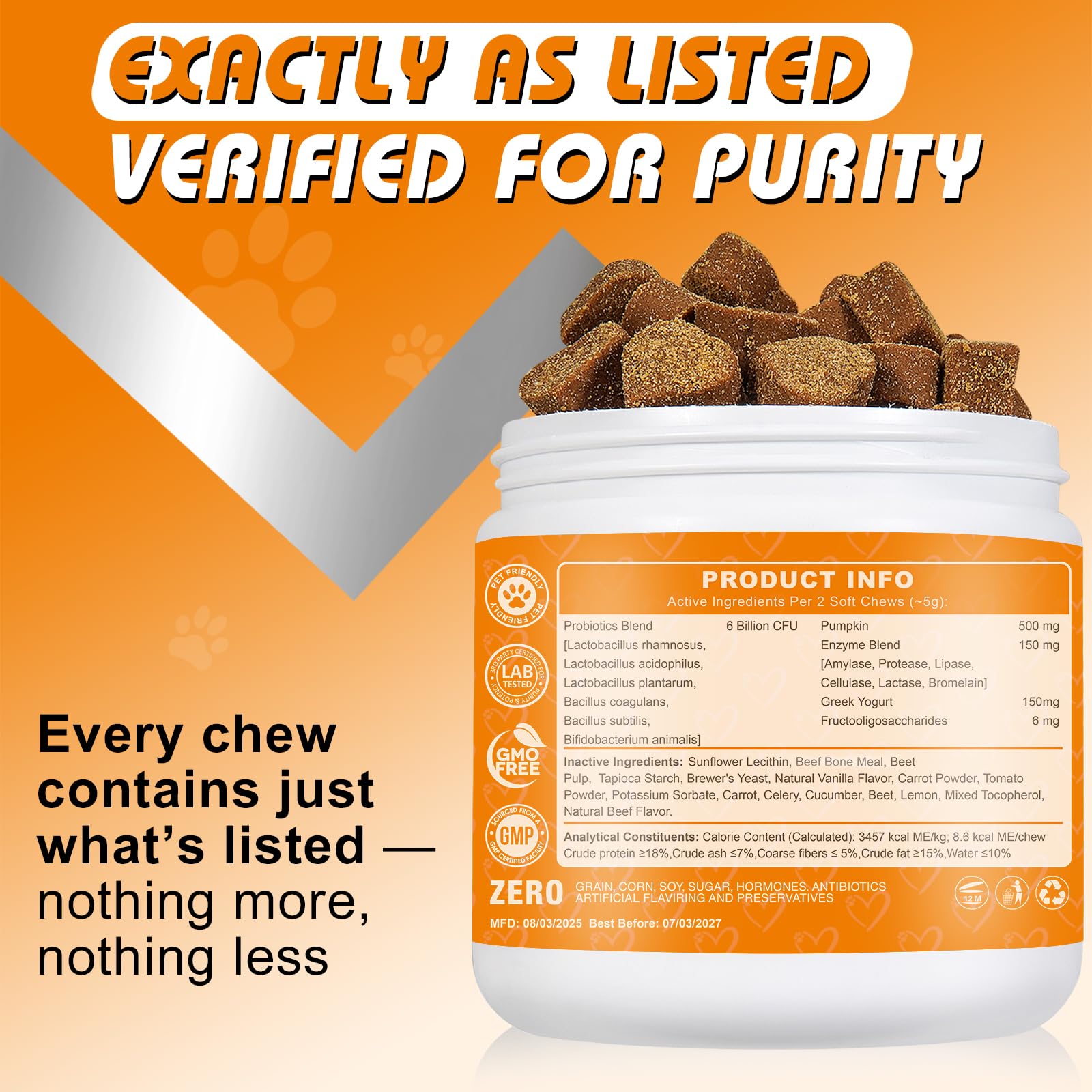 Bailey & buddies Probiotiques Chien Digestion & Système Immunitaire | Compléments Alimentaires Premium pour Chiens | Oméga 3, Probiotiques | Marque UK | 300g