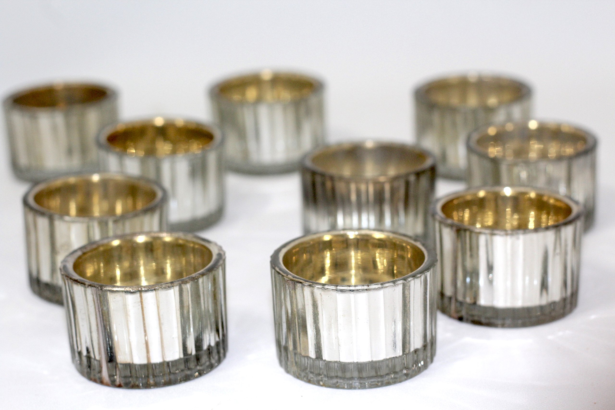 BD Crafts Tea Light Candle Holder - Pack of 24 (ribbed silver)