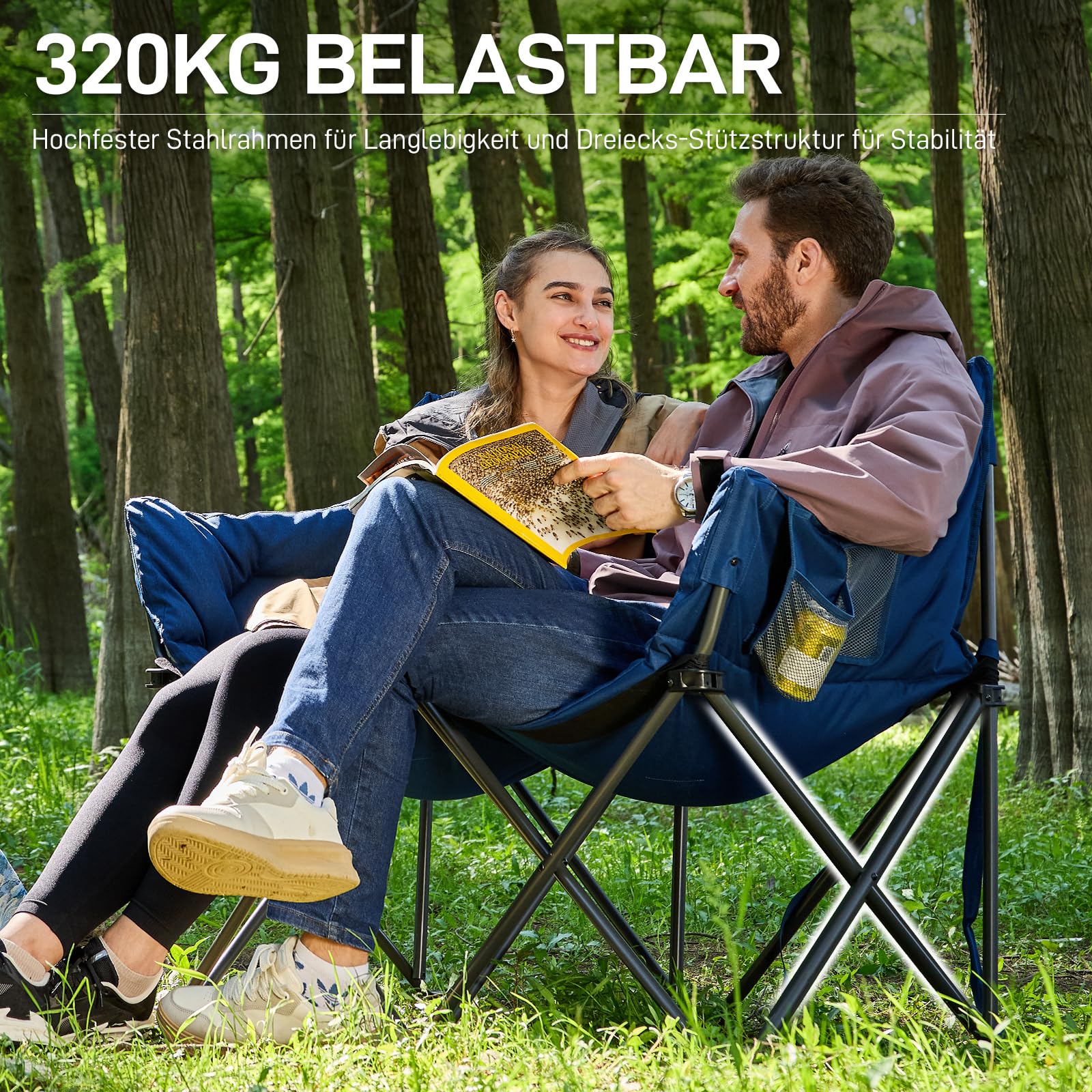 ever advanced campingstuhl faltbar Campingsofa 124CM für 2 Personen 320KG Belastbar Pedal Covers Color:Yellow and Black VGO General Utility Grip
