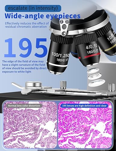 Miniatura 3 de Microscopio para adultos 40X-5000X de aumento de grado de laboratorio con etapas mecánicas duales y cámara USB HD Microscopio trinocular