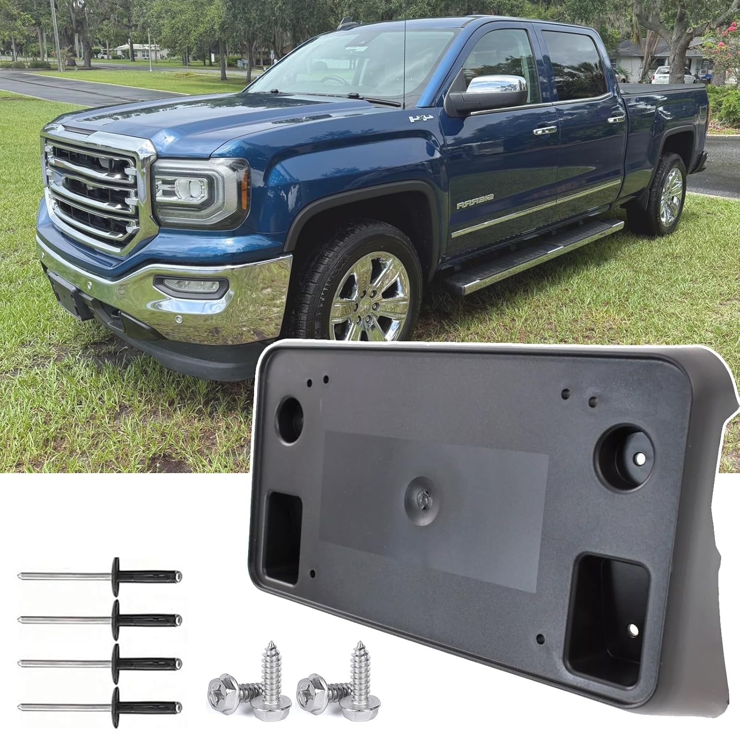 Front License Plate Frame for GMC Sierra 1500 2016 2017 2018 for 2019 Sierra 1500 Limited Front Bumper License Plate Holder Mounting Bracket Replace # 23354525 GM1068173