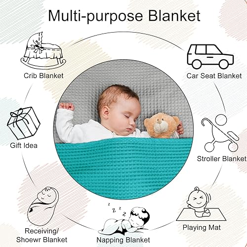 Miniatura 6 de PHF - Manta 100% algodón tejido gofre tamaño King 108 x 90 pulgadas, manta suave y transpirable prelavada para todas las estaciones, capa perfecta