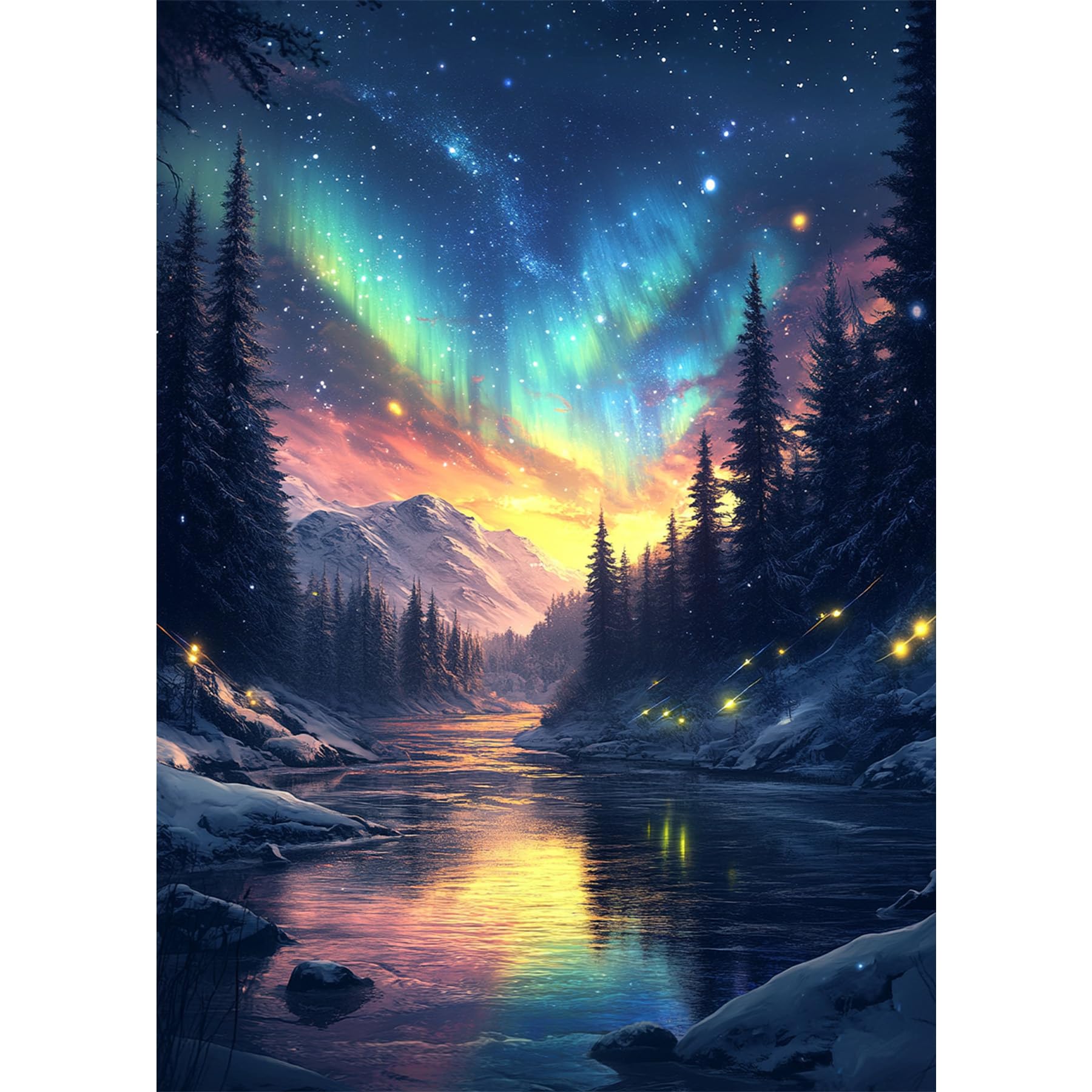 Bowetile Diamond Painting Landschaft, Fantasie-Aurora-Diamon