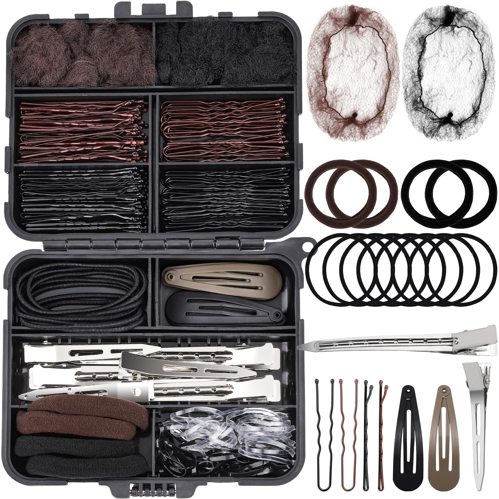 Teenitor 163psc Hair Accessories Kit, Bobby Pins Hair Pins Hair Net Hair Clips and Hair Ties Hair Bands, Hair Kit for Dances Ballet Competition with Hair Accessories Organizer