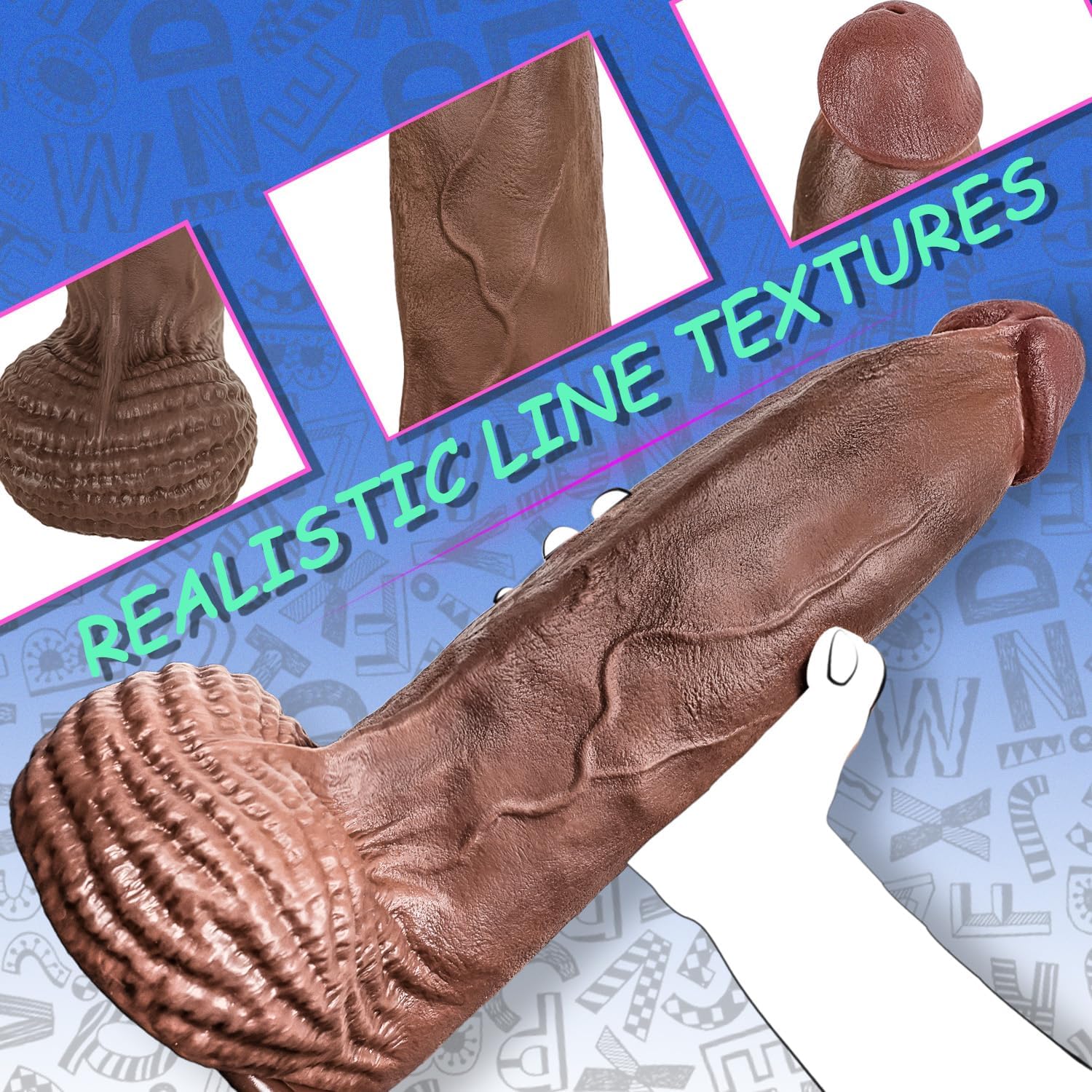 4'' Diameter Huge Thick Dildo, XXXL Realistic 15 Inch PVC Big Black Dildo with Small Glans & Strong Suction Cup Extra Large Hands-Free G-Spots Giant BBC Anal Dildos Sex Toys for Men Women Gay
