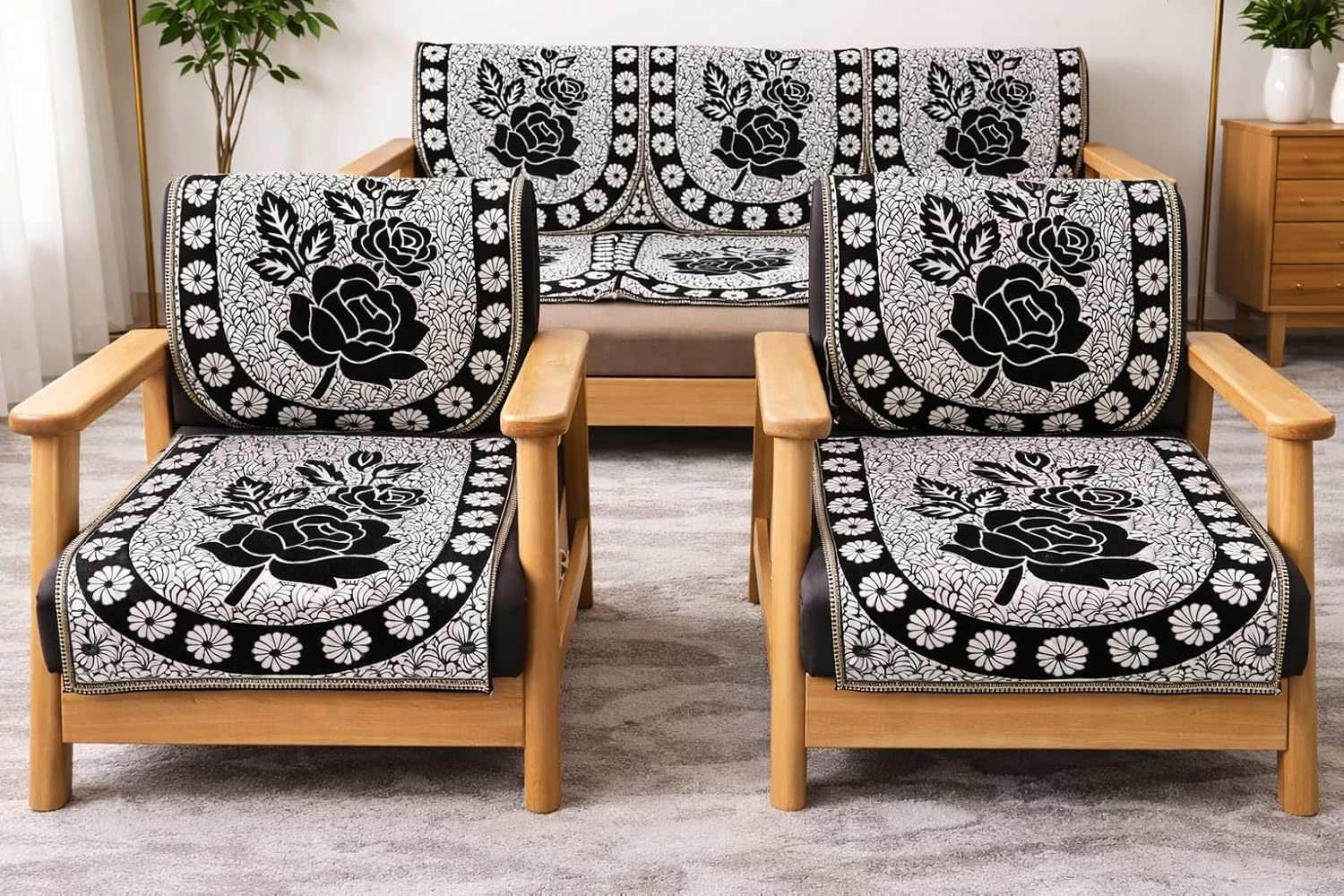 Floral Cotton Sofa Cover Set for 2, 3 & 5 Seater Couch | cover-image-24