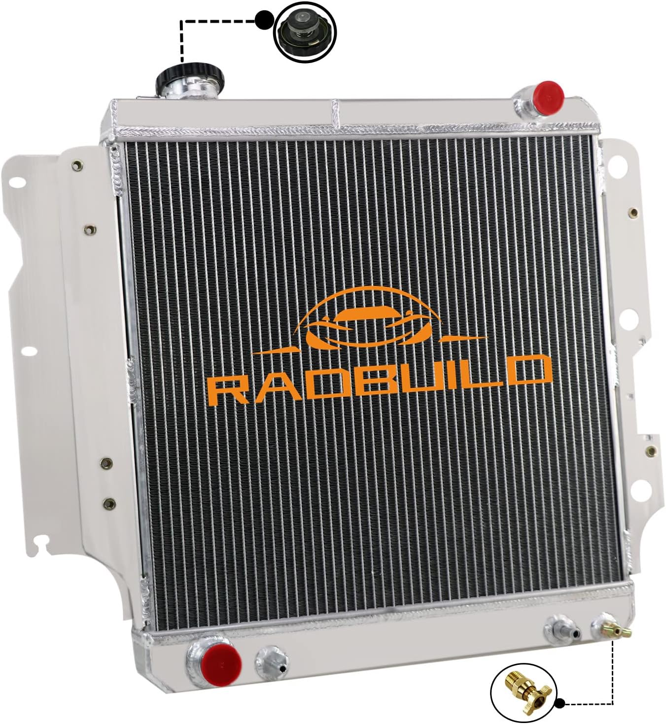 4 Row Radiator for 1987-2006 Jeep Tj Yj Wrangler 2.4/2.5L L4 & 4.0/4.2L L6 Gas All Aluminum Radiators 88 89 90 91 93 94 95 96 97 98 99 02 04