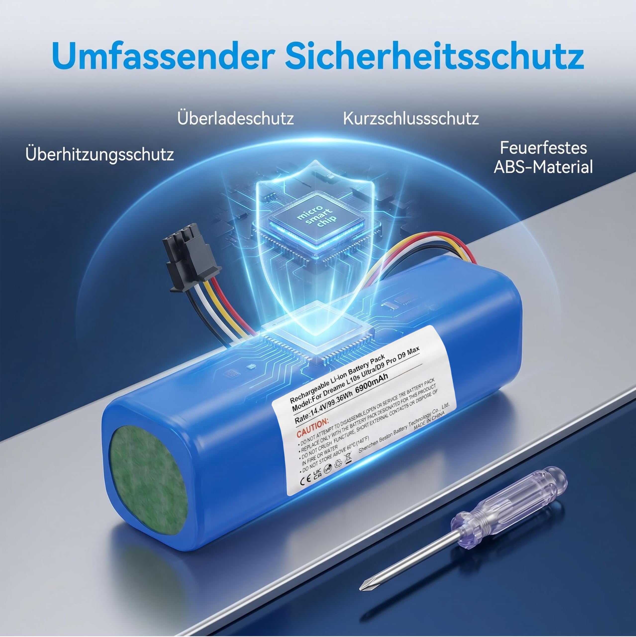 14,4V 6900mAh Akku für Dreame L10s Ultra,D9 Pro D9 Max,D10/D10 Plus/D10s/L10/ L10s/Z10 Pro Roboter Staubsauger