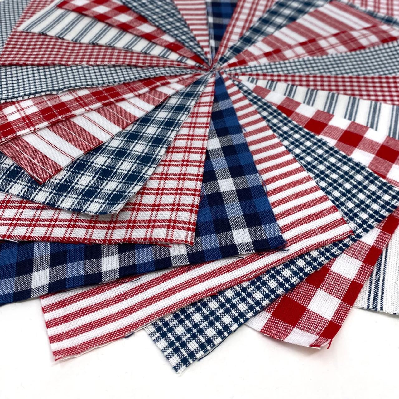 40+ Red, White and Blue All-American Charm Pack, 6 inch Precut Cotton Homespun Plaid Americana Fabric Squares by JCS