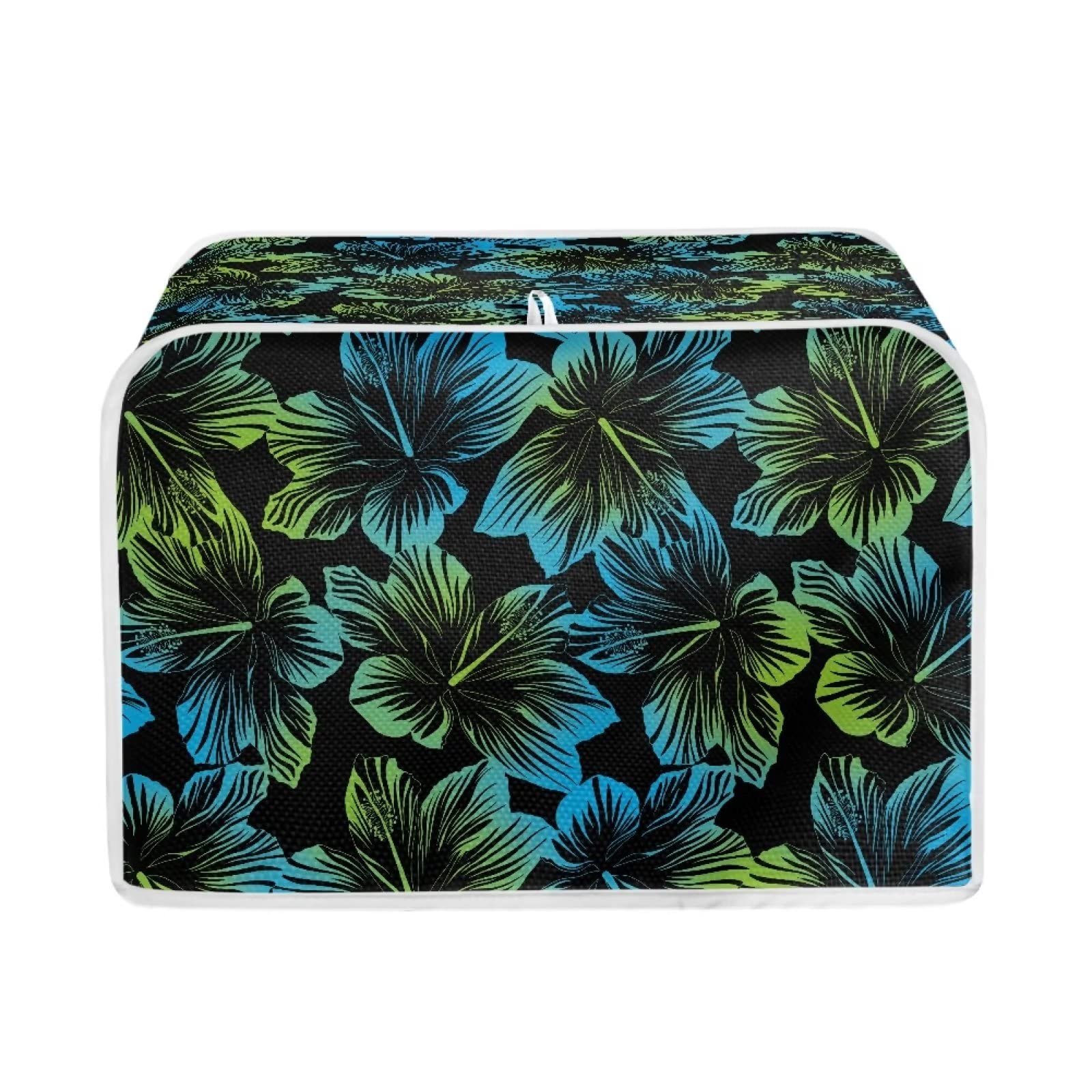 Talayituse Hibiscus Flower Print 2 Slice Toaster Covers Dust Protection Bread Maker Covers Toaster Oven Cloth Cover Kitchen Accessories Washable Appliance Cover, Blue