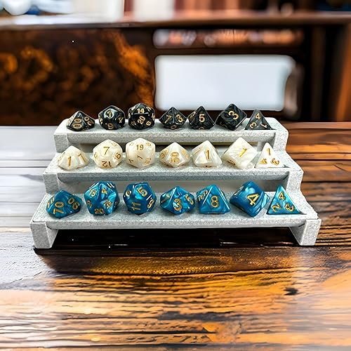 Soporte para dados DND accesorios de Calabozos y Dragones estante de exhibición de dados de 3 niveles montaje de 10 segundos estantes de