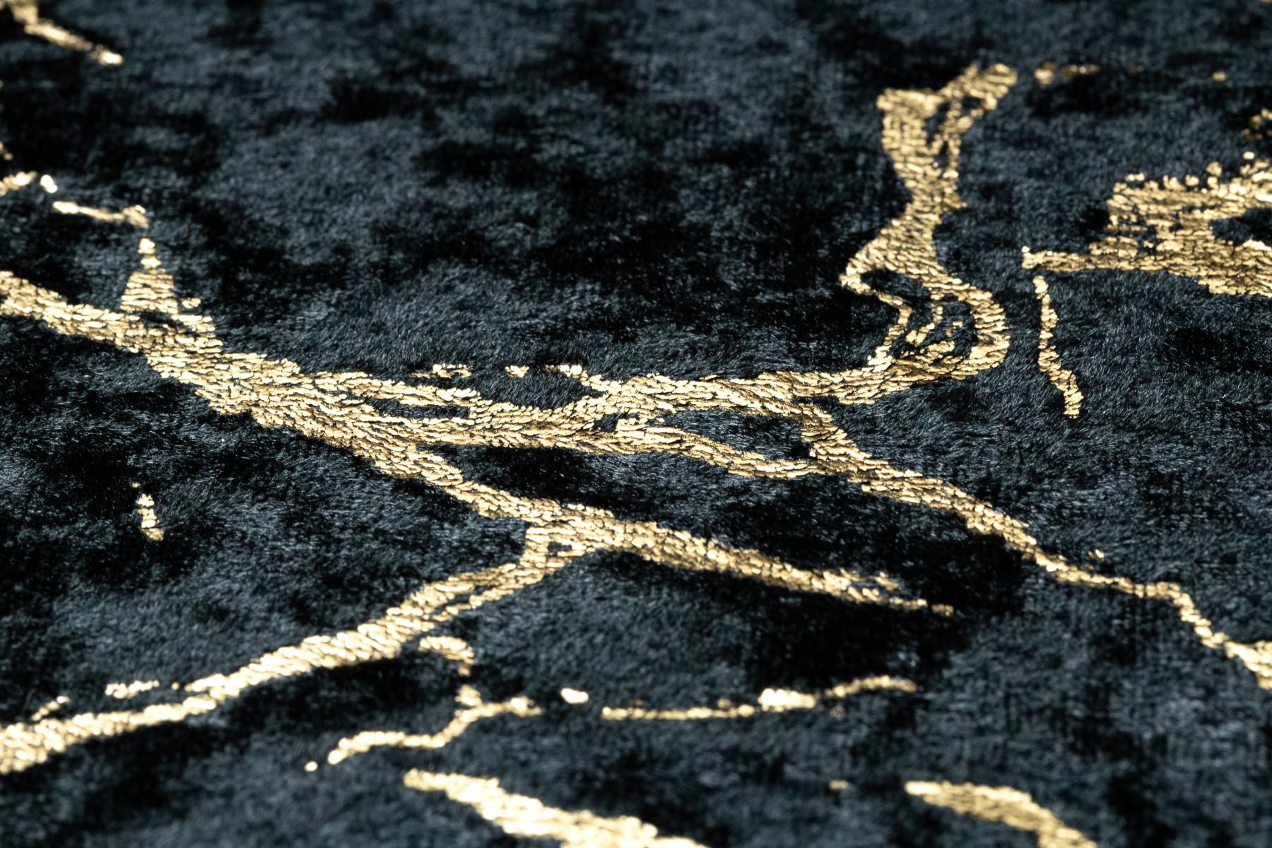 rugsx MIRO 11111.2106 Dywanik do prania marmur, Glamour antypoślizgowy - czarny/złoty 200 x 290 cm