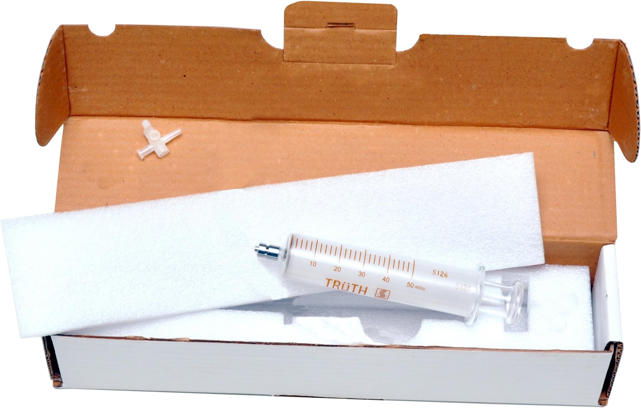 TOSIN 09-15-02-10 DGA Borosilicate Glass Syringe, 3 Way Stopcock, Padded Carrying Case, Clear, 100mL Capacity