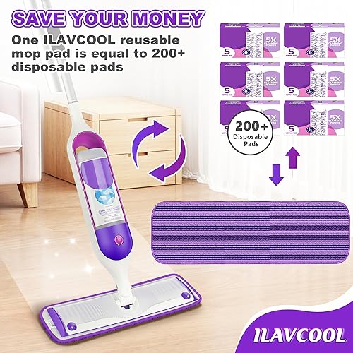 Miniatura 6 de Paquete de 4 almohadillas reutilizables para trapeador Swiffer PowerMop, almohadillas de repuesto para mopa eléctrica de 13 a 15 pulgadas,