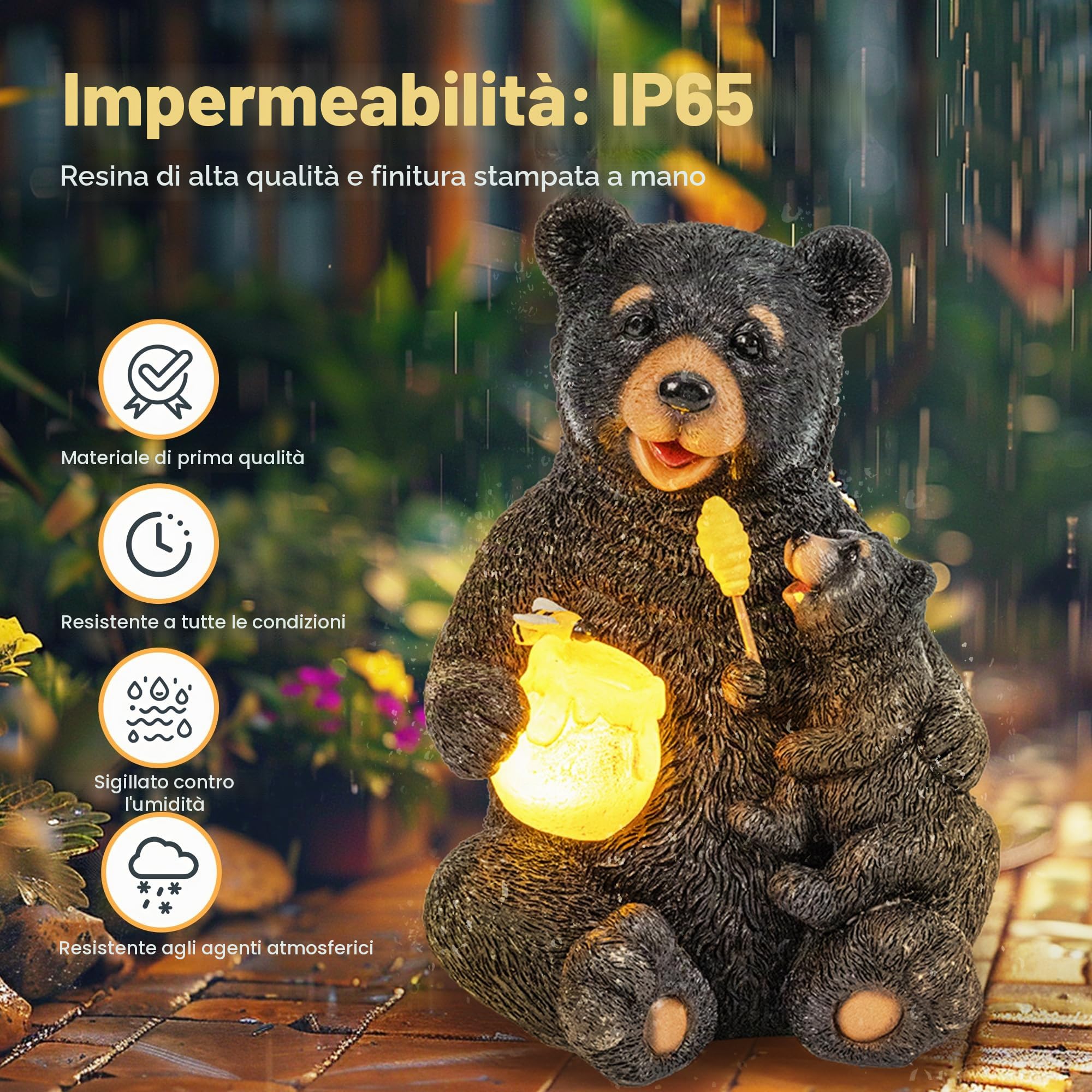 GIGALUMI Statue solari da giardino a forma di orso amorevole, luci per esterni, cortile, decorazione da giardino, l'inaugurazione della casa per mamma, donne