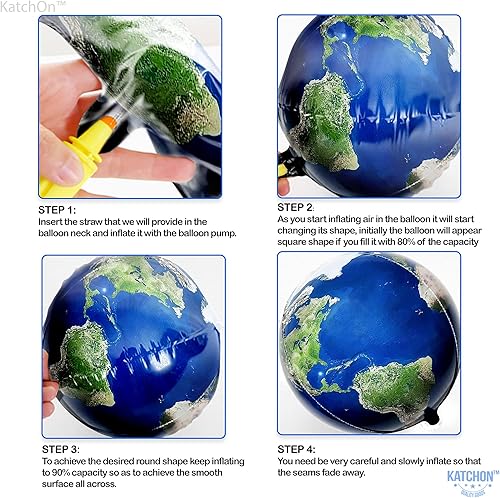 Miniatura 8 de Globos grandes de globo de 22 pulgadas, paquete de 6, decoraciones de fiesta temática de viaje, globos de esfera de tierra de 360 grados, globos de