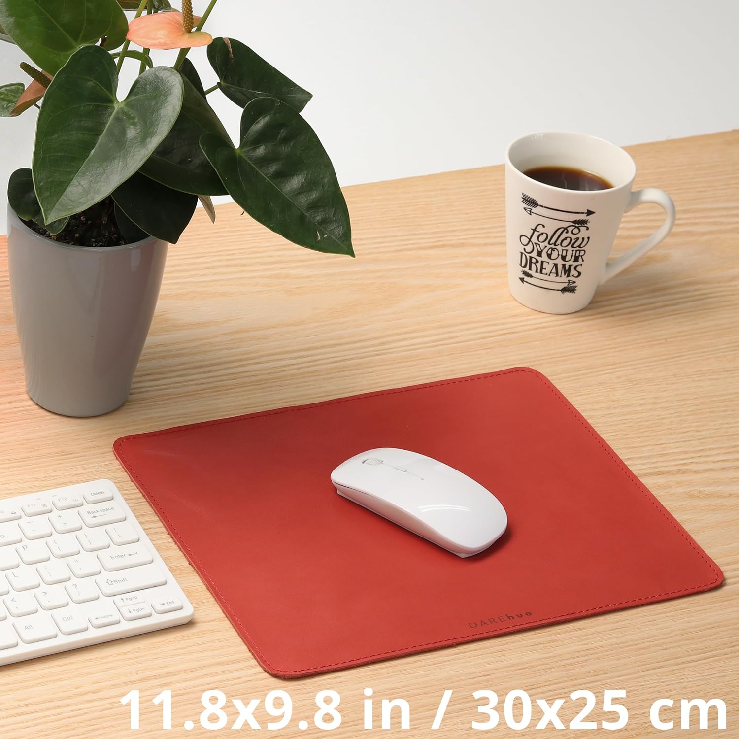 Genuine Leather Mouse Pad (red, Large)