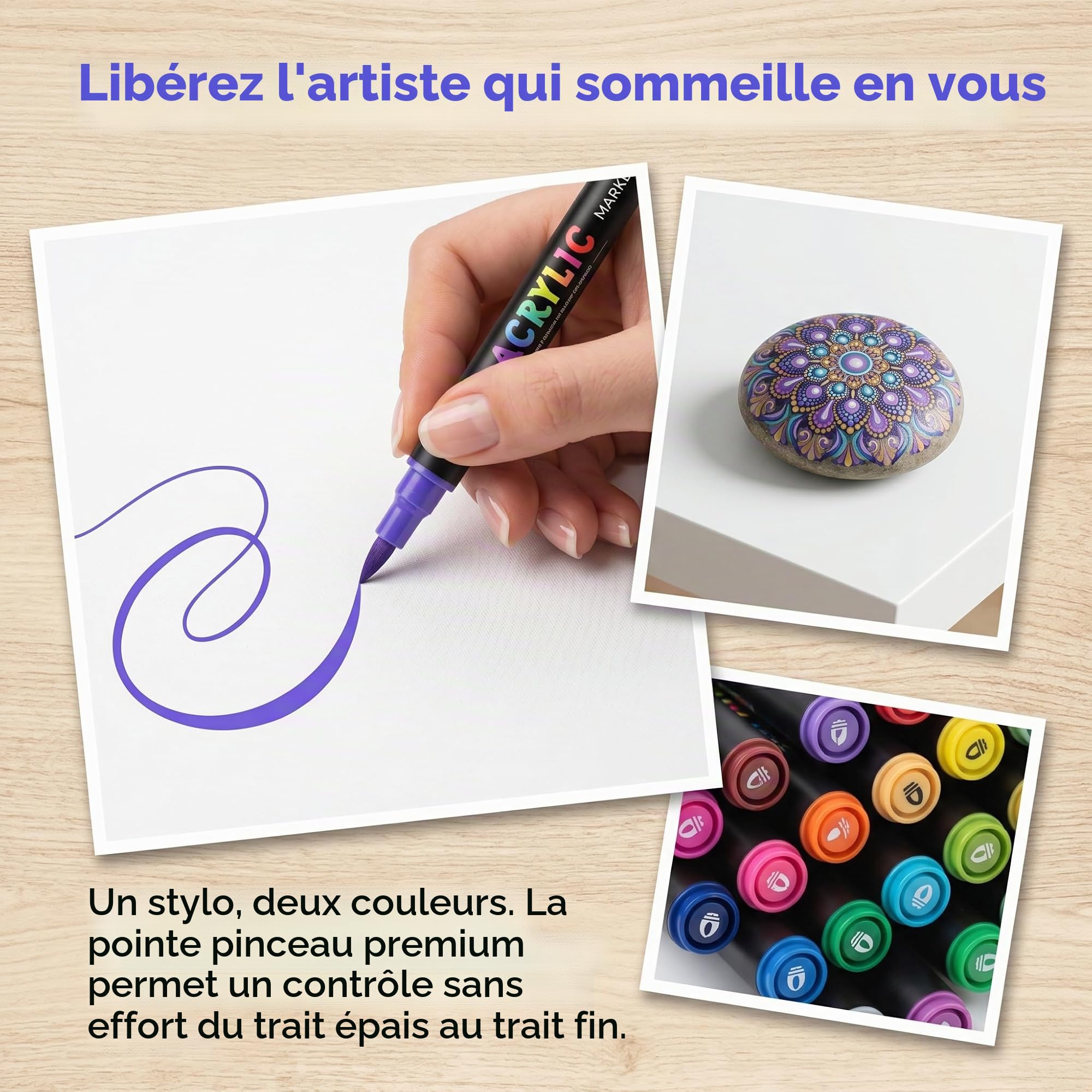 L'acryl'art - Coffret De Feutres Acryliques 168, L'acryl'art Coloriage Séchage Rapide Anti-Taches, Feutre Acrylique Coloriage Magique, Acrylic Marker Pour Pierres œU.S Bois Plastique Verre (168)