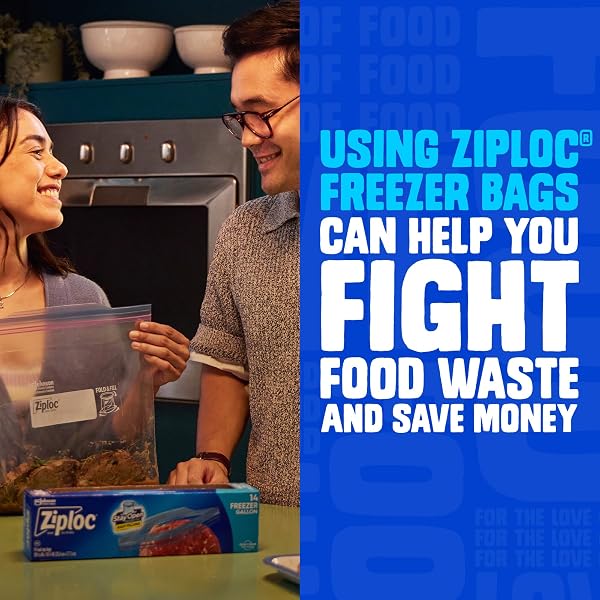 Ziploc Gallon Food Storage Freezer Bags, 132ct Total, Stay Open Design, Easy to Fill, 66 Count, 2 Pack, 132 Total (Packaging May Vary) - 5