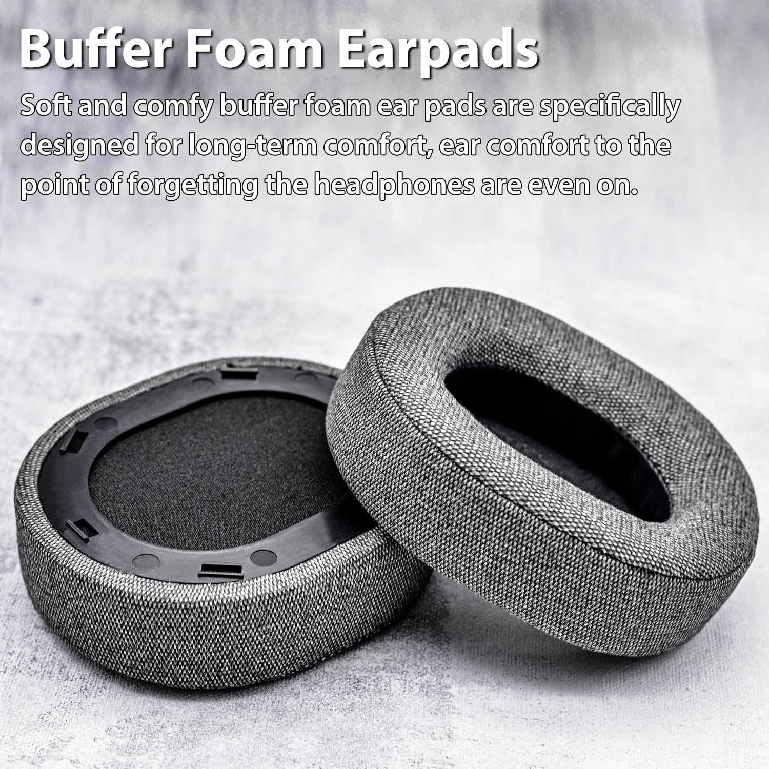 ATH M70X Ear Pads - TRANSTEK Replacement Ear Cushion Compatible with ATH-M70X Headphones I Thicker Memory Foam (Grey Fabric) 4