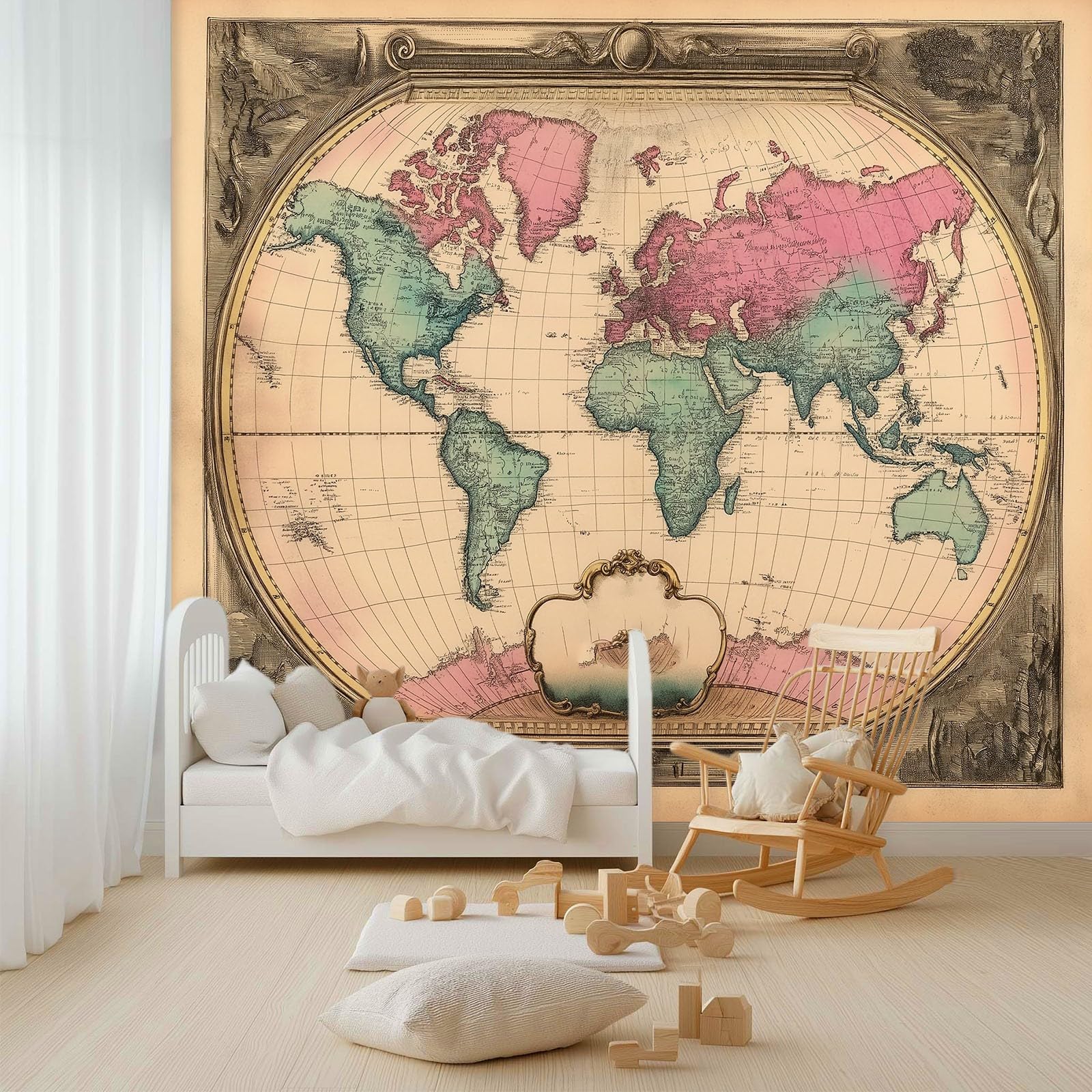 Generic Tapeta ścienna, mapa świata, stara akwarela, fototapeta, ciemnobrązowa, 250 x 175 cm (szer. x wys.), dekoracja ścienna, tapeta do salonu, sypialni