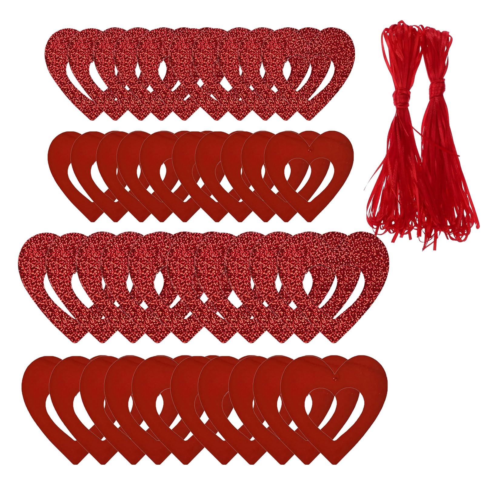 Elnwnnkc 40pcs Cutout Heart Pendants Ornament for Valentines Day and Wedding Decoration Christmas Tree Hangings Charm Celebration Home Decoration