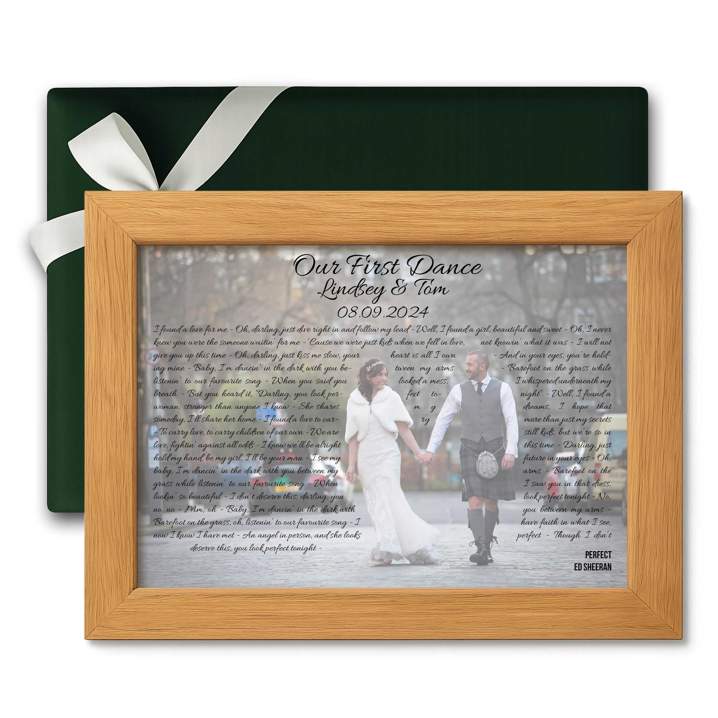 Made by Mika Ltd Custom First Dance Wedding Song Lyric And Photo Print – Personalised Wedding Gift | Whitewash Effect | Unique Anniversary, Engagement & Newlywed Keepsake