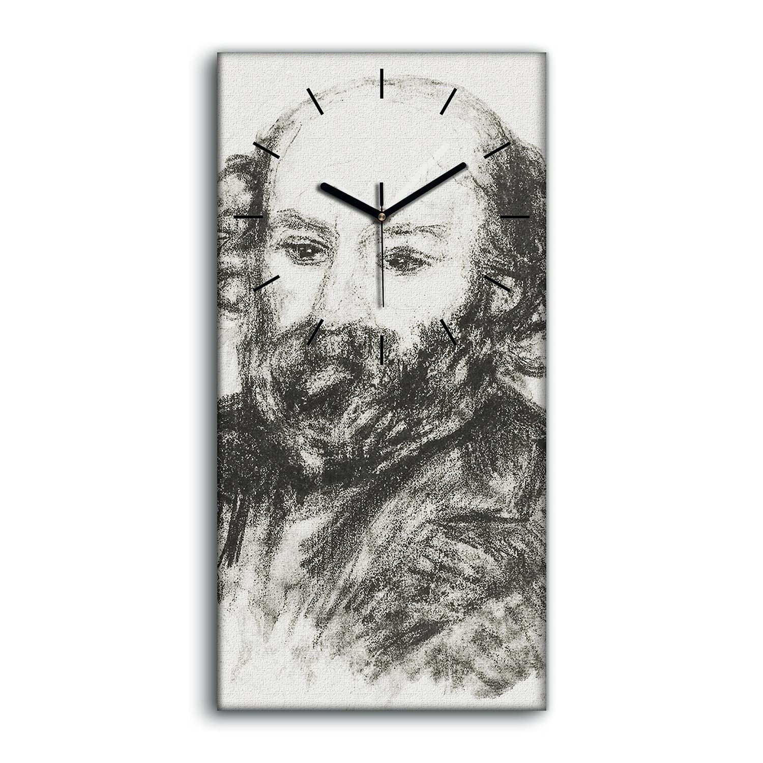 Horloge sur Toile Mains Noires Image Art Mural 30x60cm Salon Chic
