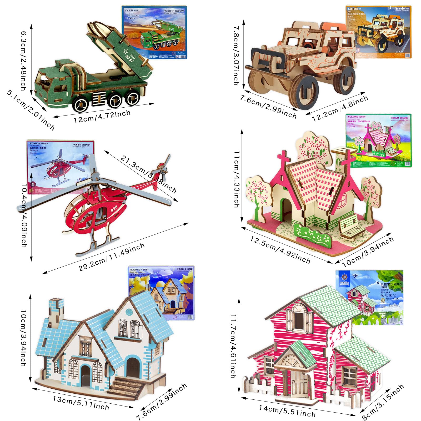 3D Wooden Puzzle, Adult Modeling, Wooden Buildings, 6 Pieces 3D Puzzle Model - Image 2