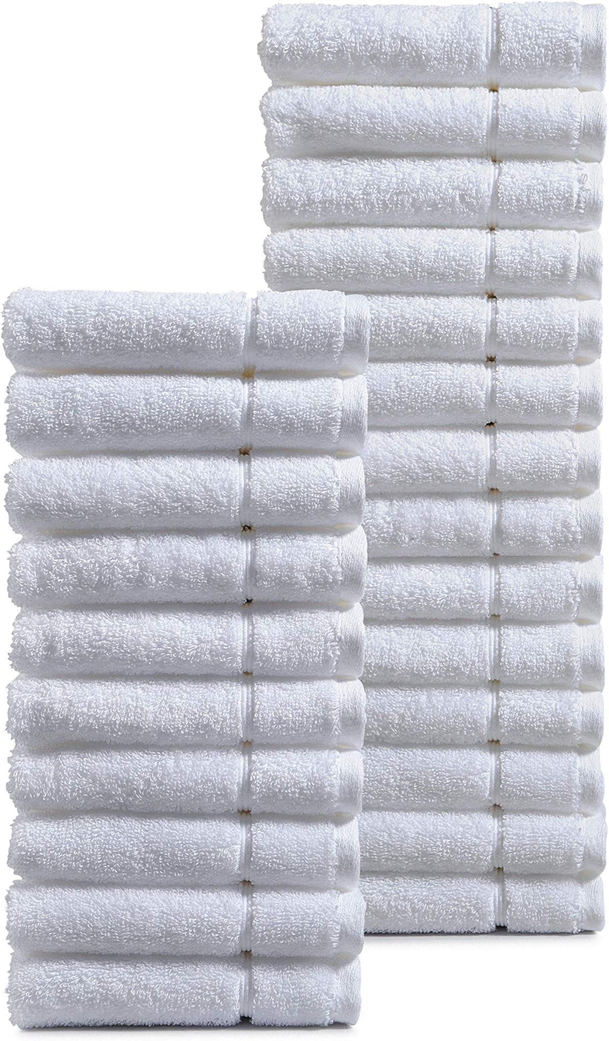 Haven Cotton Premium Turkish Cotton 24 pc White Washcloth Set, Size 13 x 13 inches, Used in Spa, Salon & Hotels