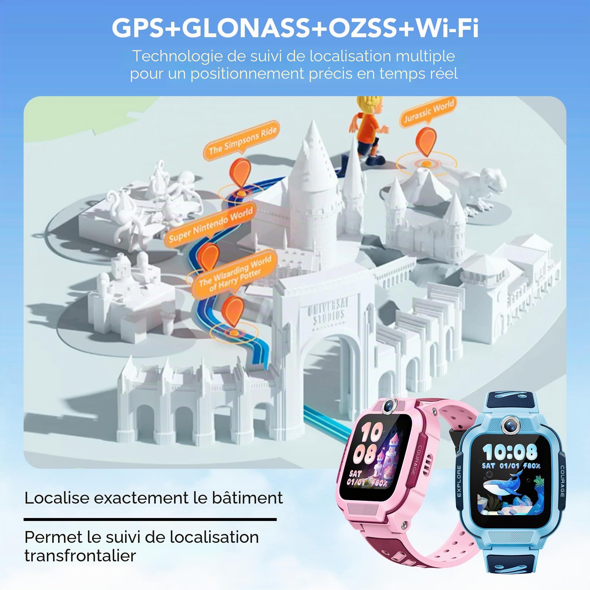 imoo Z3 Montre Intelligente pour Enfants, Kids Smartwatch avec GPS Mondial, SOS, contrôle Parental, IP68, Mode école, appels vidéo HD, Voix, Chat, écran 1,5 Pouces, 8 Go, Vibration, SIM (Rose)
