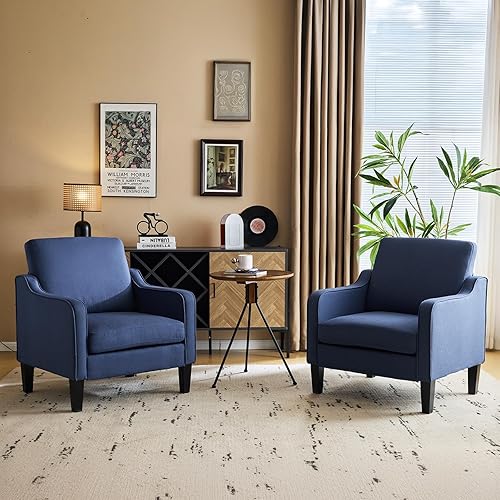 Miniatura 159 de VINGLI Silla decorativa moderna de mediados de siglo, sillas decorativas de tela beige para sala de estar, sillón tapizado, sofá con brazos