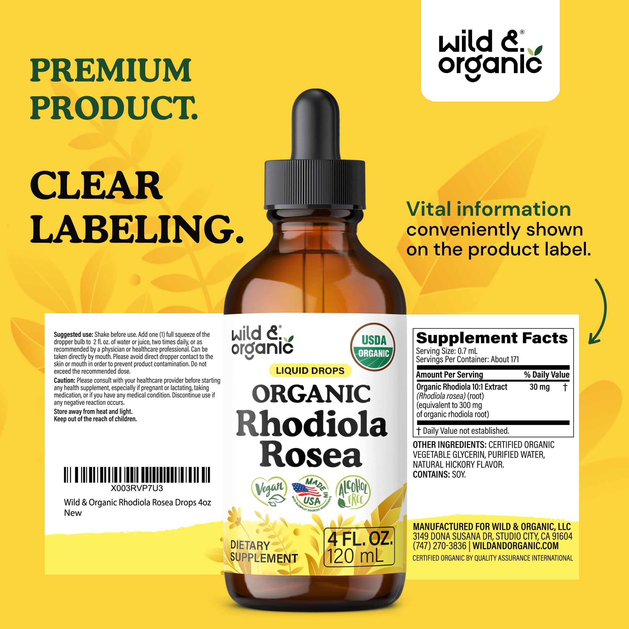 USDA Organic Rhodiola Rosea Tincture - Relaxation & Mood Support - 4 oz — Amazon image 9