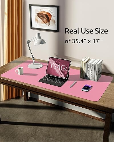 Miniatura 530 de YSAGi Protector de escritorio de cuero, tapete de oficina, alfombrilla grande para mouse, antideslizante, de piel sintética, almohadilla