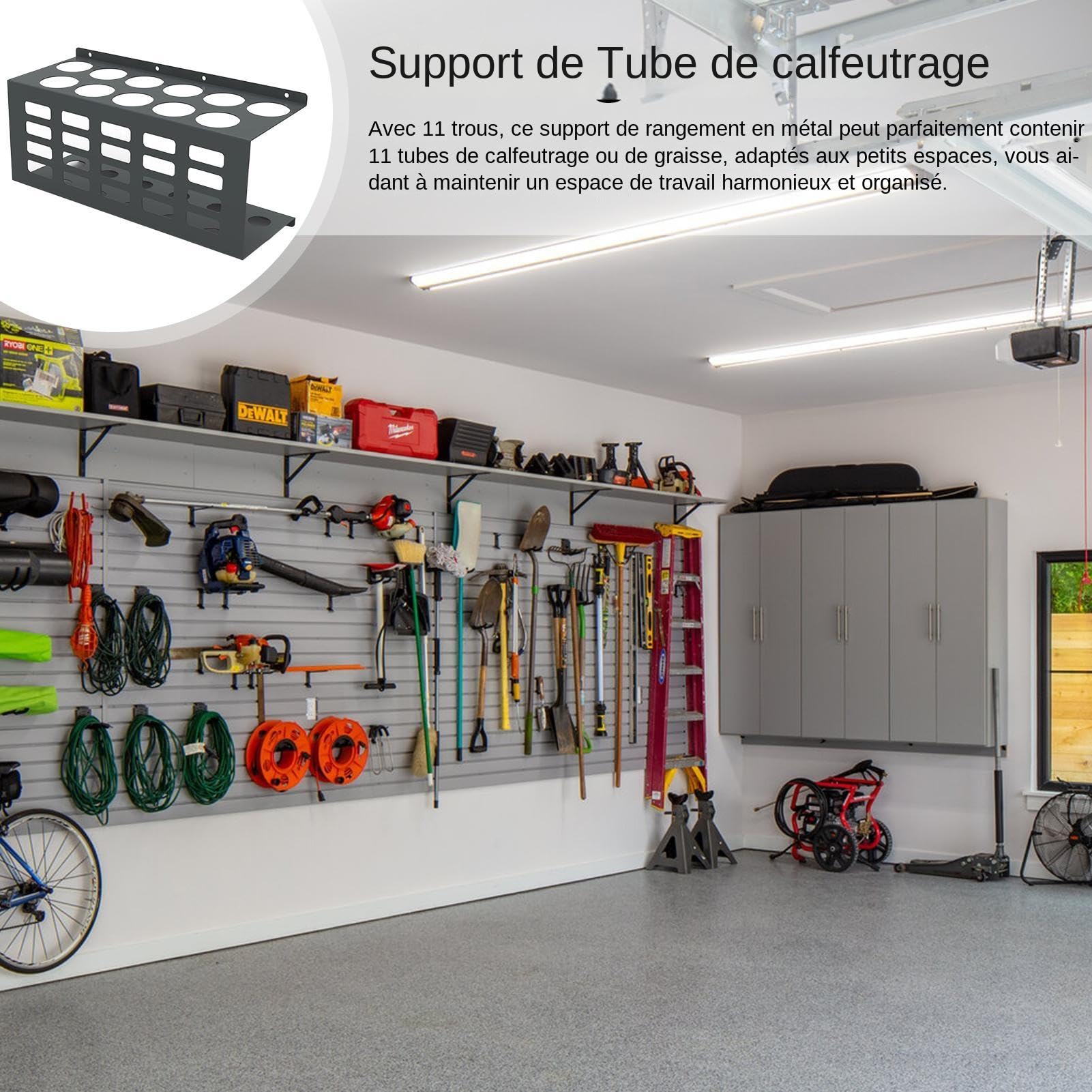 Plateau pour tubes de calfeutrage, support de rangement pour tubes en silicone, support mural pour tubes pour espace de travail, organisateur de support pour tubes de mastic de calfeutrage à la main