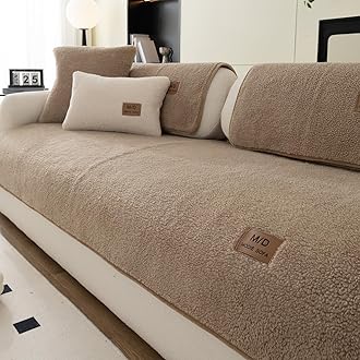 Sherpa Fleece Sofa Cover, Super Soft Funny Fuzzy Sofa Couch Covers, Warm Plush, Non-Slip Sectional Sofa Slipcover Furniture Protector for Kids, Pets(Coffee, 28"x 28")