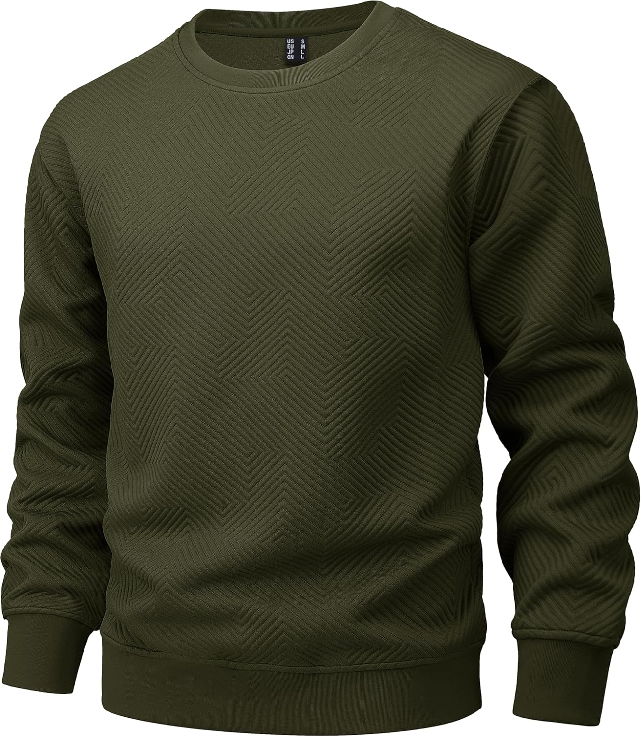 MAGCOMSEN Mens Crewneck Sweatshirts Long Sleeve Geometric Textured Pullover Shirts Winter Fall Casual Soft Sweatshirt