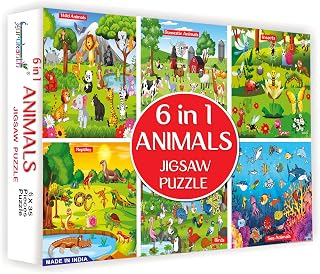 Gurukanth® Premium 6 in 1 Indian Animals Jigsaw Puzzle for Kids - Set of 6 | 35-Piece Puzzles | Educational Toy for Cognit... Price In India