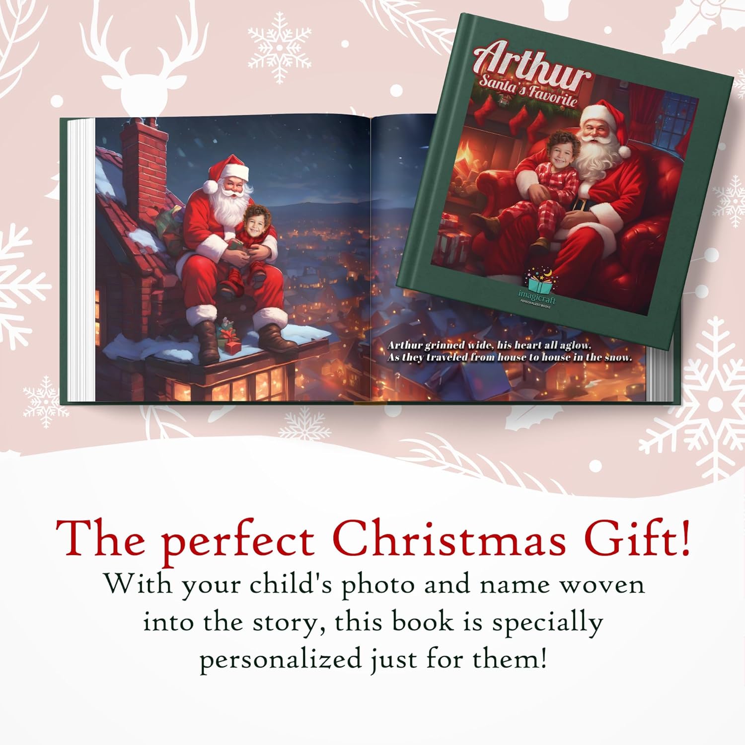 Personalized Christmas Story Book with Custom Name & Photo – Magical Fairytale Adventure for Kids Ages 3-10 | Ideal Holiday Gift for Baby’s First Christmas (Hardcover)