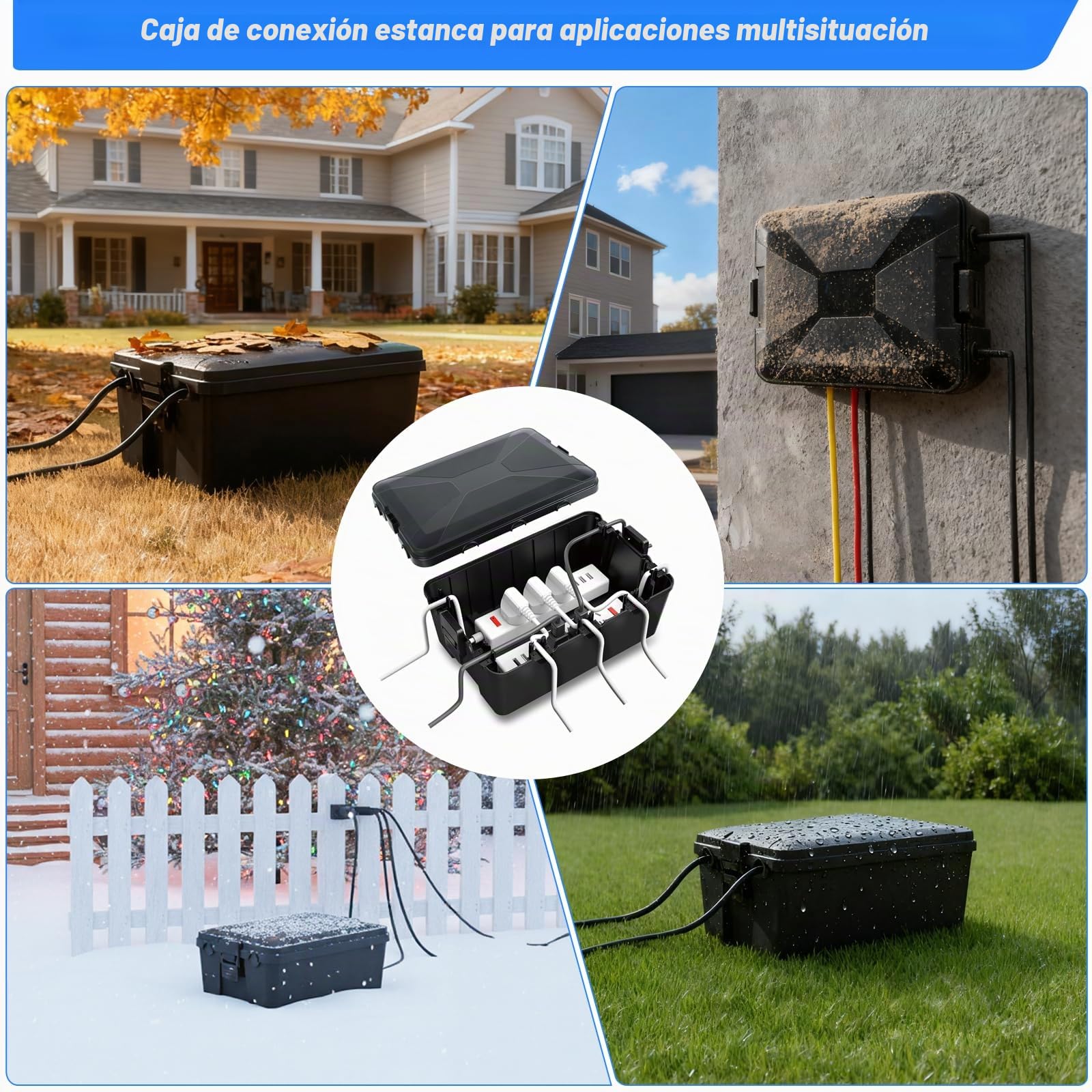 Caja Estanca Exterior Electrica, Caja de Conexiones Eléctricas Exteriores Impermeable con Protección IP55, para Proteger Cables Extensión, Regletas, Enchufes Exteriores, 33x22x13cm
