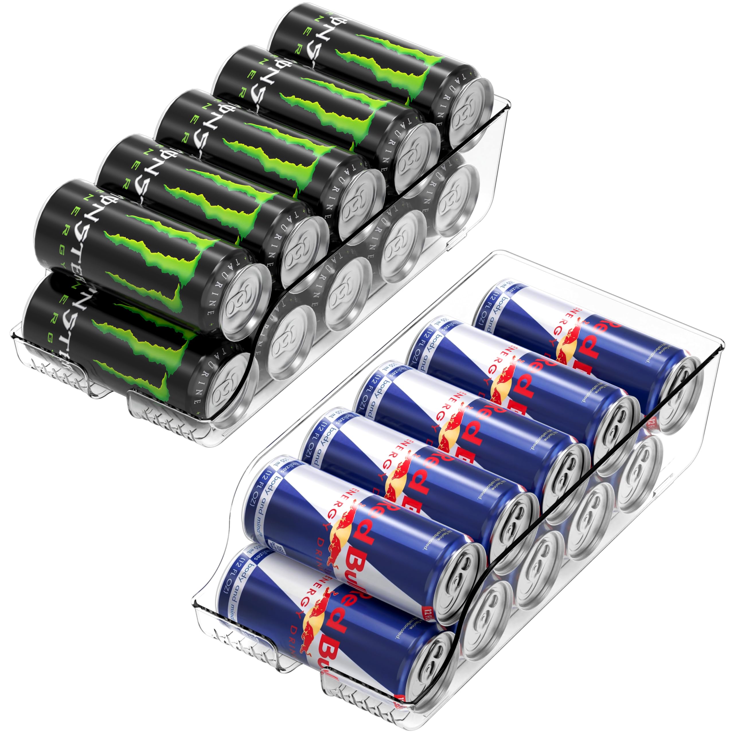 Organizador y dispensador de latas altas y delgadas para refrigerador o despensa, transparente, juego de 2