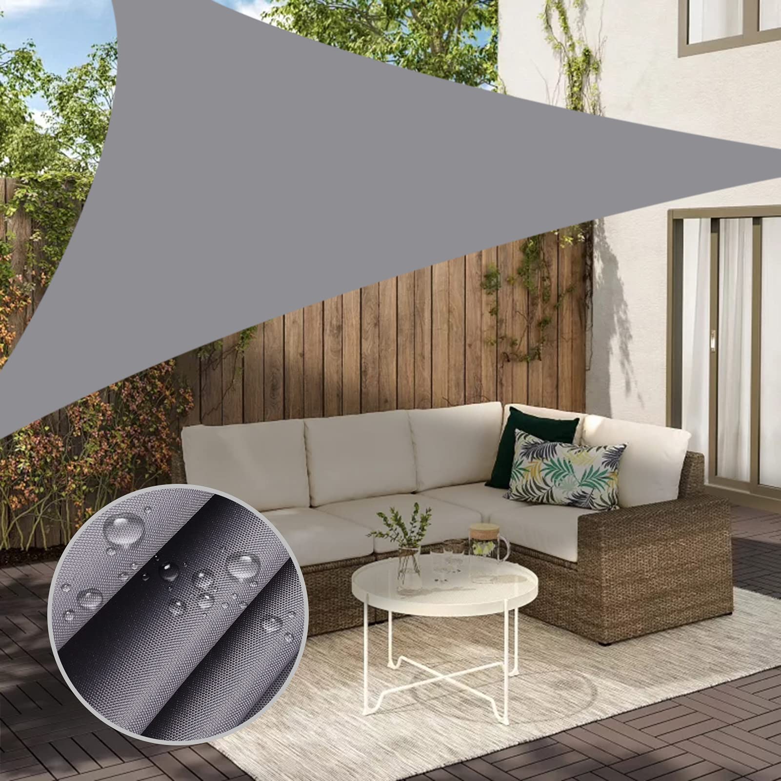 NeweenShade Sail, 12'x 12' x 12' Sun Shade Sail Triangle Waterproof for Patio Yard Deck Pergola Outdoor Sun Sail Shade 98% UV Block Sunshade Light Grey Color